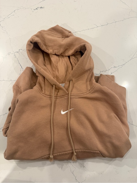 Nike Tops - Nike Tan Hoodie with White Swoosh